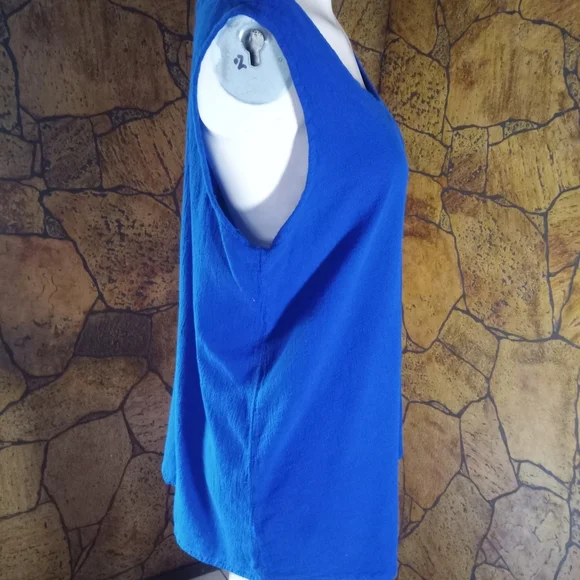 Elegant Royal Blue Women's Tank Top 100% Cotton - Picture 3 of 4